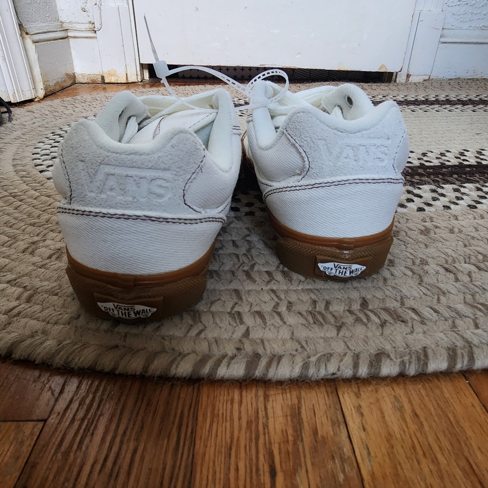 Vans White Denim Tie Up Sneakers - Picture 4 of 11